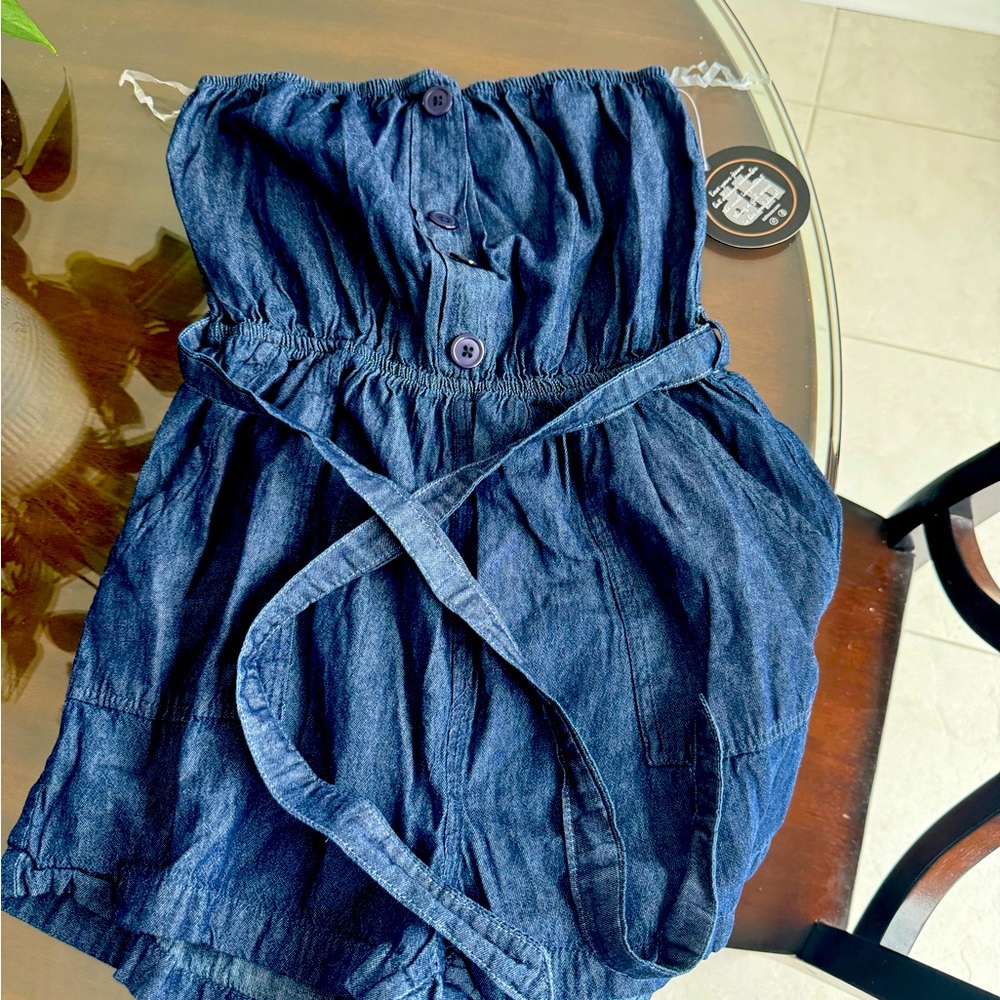 Blue sleeveless romper